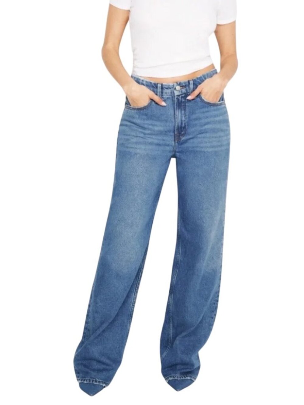 GOOD AMERICAN Good '90s Relaxed Fit Jeans in Blue